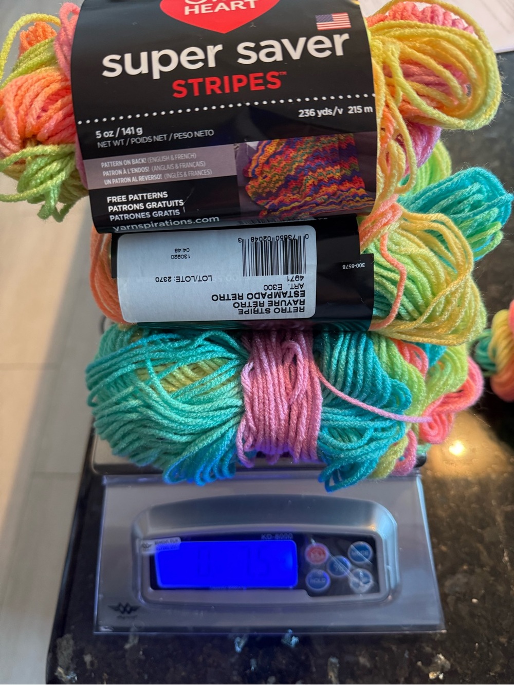 Red Heart Super Saver Stripes Retro Stripe Yarn – 32.5 oz Lot – 100% Acrylic - Picture 5 of 6